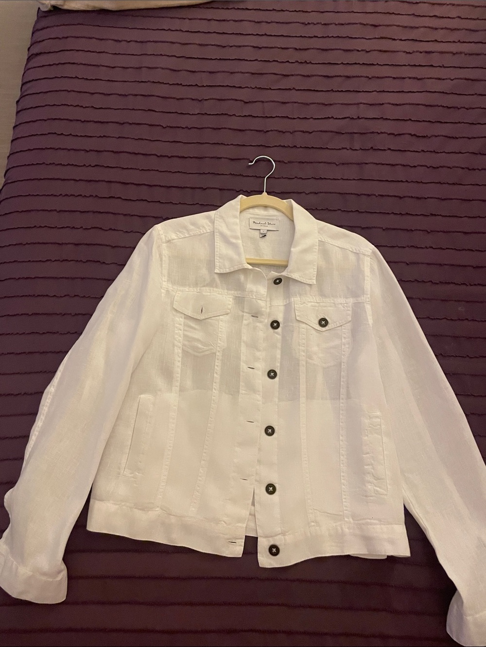 Michael Stars White LinenButton-Front Jacket